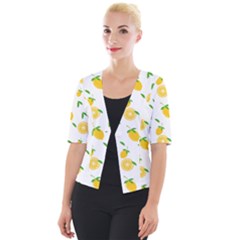 Illustrations Lemon Citrus Fruit Yellow Cropped Button Cardigan by anzea