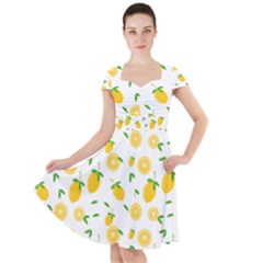 Illustrations Lemon Citrus Fruit Yellow Cap Sleeve Midi Dress With Pockets by anzea