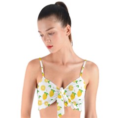 Illustrations Lemon Citrus Fruit Yellow Woven Tie Front Bralet by anzea