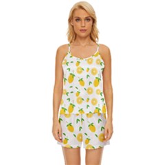 Illustrations Lemon Citrus Fruit Yellow Satin Pajama Short Set by anzea