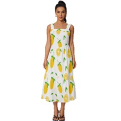 Illustrations Lemon Citrus Fruit Yellow Square Neckline Tiered Midi Dress by anzea