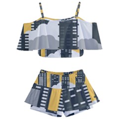 Minimal Skyscrapers Kids  Off Shoulder Skirt Bikini by anzea