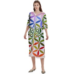 Mandala Rainbow Colorful Women s Cotton 3/4 Sleeve Nightgown by Ndabl3x