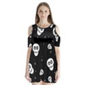 Skull Pattern Shoulder Cutout Velvet One Piece View1