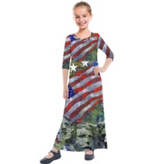 Usa United States Of America Images Independence Day Kids  Quarter Sleeve Maxi Dress by Ket1n9