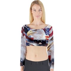 United States Of America Images Independence Day Long Sleeve Crop Top by Ket1n9