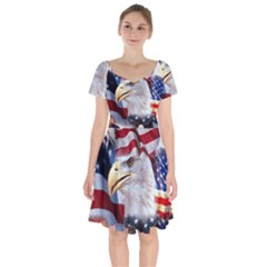 United States Of America Images Independence Day Short Sleeve Bardot Dress by Ket1n9