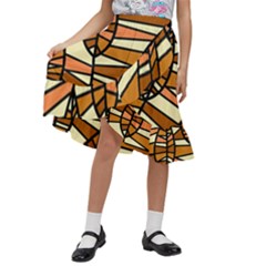 Autumn Leaf Mosaic Seamless Kids  Ruffle Flared Wrap Midi Skirt by Hannah976