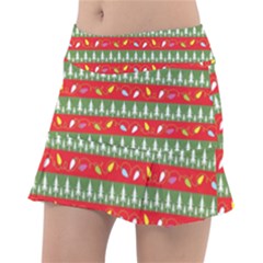 Christmas-papers-red-and-green Classic Tennis Skirt by Bedest