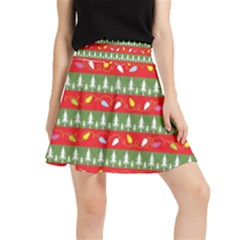 Christmas-papers-red-and-green Waistband Skirt by Bedest