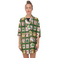 Christmas Paper Christmas Pattern Half Sleeve Chiffon Kimono by Bedest
