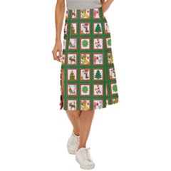 Christmas Paper Christmas Pattern Midi Panel Skirt by Bedest