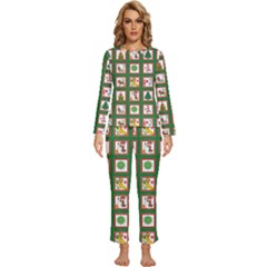 Christmas Paper Christmas Pattern Womens  Long Sleeve Lightweight Pajamas Set by Bedest