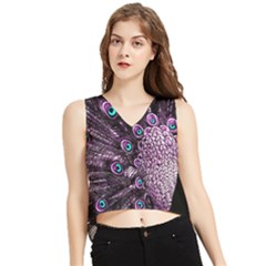 Purple Peacock V-neck Cropped Tank Top by Bedest