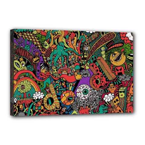 Cute Cartoon Doodle Canvas 18  X 12  (stretched) by Bedest