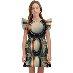 Technology Robot Internet Processor Kids  Winged Sleeve Dress by Ravend