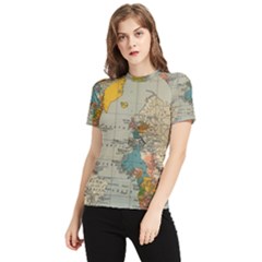 Vintage World Map Women s Short Sleeve Rash Guard by Loisa77