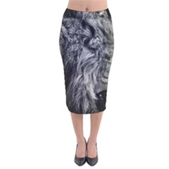 Angry Male Lion Wild Animal Velvet Midi Pencil Skirt by Loisa77