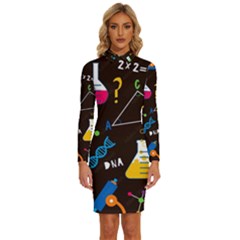 Science Lesson Flat Vector Seamless Pattern Long Sleeve Shirt Collar Bodycon Dress by Loisa77