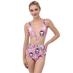 Cute Penguin Pattern Tied Up Two Piece Swimsuit by Loisa77