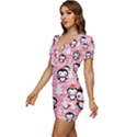 Cute Penguin Pattern Low Cut Cap Sleeve Mini Dress View2