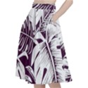 Abstract Art Tropical Leaves A-Line Full Circle Midi Skirt With Pocket View2