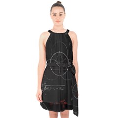 Math Board Circuit Circuits Computer Shield Tech Technology Halter Collar Waist Tie Chiffon Dress by Loisa77