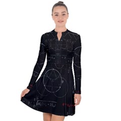 Math Board Circuit Circuits Computer Shield Tech Technology Long Sleeve Panel Dress by Loisa77