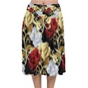 Roses Seamless Pattern Floral Velvet Flared Midi Skirt View1