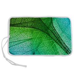 3d Leaves Texture Sheet Blue Green Pen Storage Case (l) by Cemarart