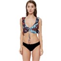 Fractal Triangle Geometric Abstract Pattern Low Cut Ruffle Edge Bikini Top View1