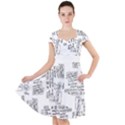 Blackboard Algorithms Black and White Pattern Cap Sleeve Midi Dress With Pockets View1