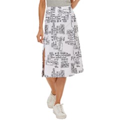 Blackboard Algorithms Black And White Pattern Midi Panel Skirt by dflcprintsclothing