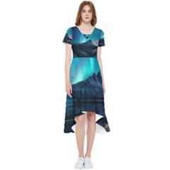 Aurora Borealis Mountain Reflection High Low Boho Dress by Grandong