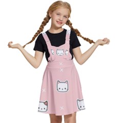 Cute Cat Cartoon Doodle Seamless Pink Pattern Kids  Apron Dress by Grandong