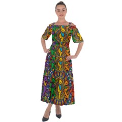 Dead Dancing Bears Grateful Dead Pattern Shoulder Straps Boho Maxi Dress  by Grandong