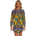 Dead Dancing Bears Grateful Dead Pattern Womens Long Sleeve Shirt Dress View1