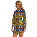 Dead Dancing Bears Grateful Dead Pattern Womens Long Sleeve Shirt Dress View2