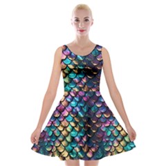 Rainbow Scales Velvet Skater Dress by zappwaits