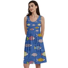 Sea Fish Blue Submarine Animals Classic Skater Dress by Loisa77