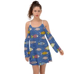 Sea Fish Blue Submarine Animals Boho Dress by Loisa77