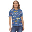 Sea Fish Blue Submarine Animals Women s Short Sleeve Double Pocket Shirt View1