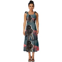 Astronaut Moon Space Nasa Planet Tie-strap Tiered Midi Chiffon Dress by Loisa77