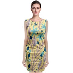 Plants Art Motif Flowers Sleeveless Velvet Midi Dress by Loisa77