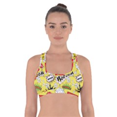 Cartoon Comics Pattern Cross Back Sports Bra by Loisa77