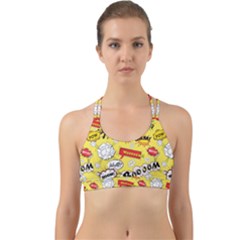 Cartoon Comics Pattern Back Web Sports Bra by Loisa77