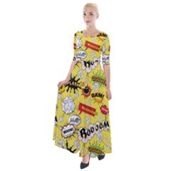 Cartoon Comics Pattern Half Sleeves Maxi Dress by Loisa77