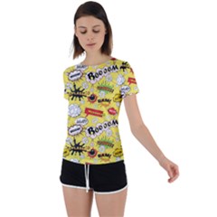 Cartoon Comics Pattern Back Circle Cutout Sports T-shirt by Loisa77