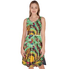 Monkey Tiger Bird Parrot Forest Jungle Style Knee Length Skater Dress With Pockets by Grandong