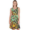 Monkey Tiger Bird Parrot Forest Jungle Style Knee Length Skater Dress With Pockets View1